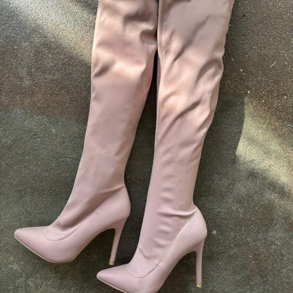 Elegant Pink Over-the-Knee Boots